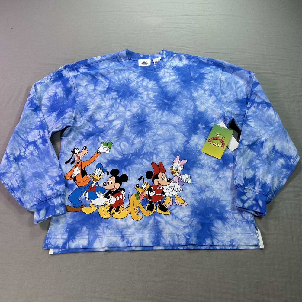 NEW Disney Celebration Crew Adult Small Blue‎ Mickey & Friends Tie Dye